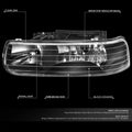 Pair of Headlights for Chevy Silverado (1999–2002) - Black Housing, Clear Lens