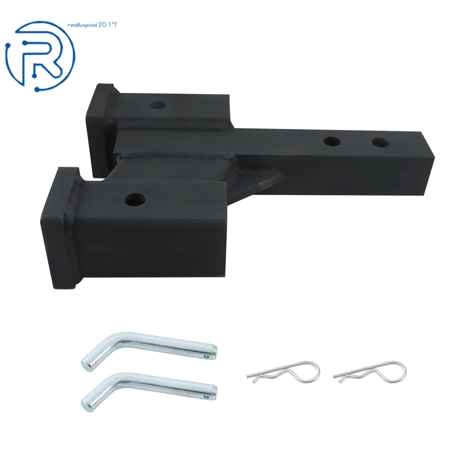 Dual Ball Hitch Extender Receiver for Trucks (10000LB, Adjustable 2in Up 4in Down)