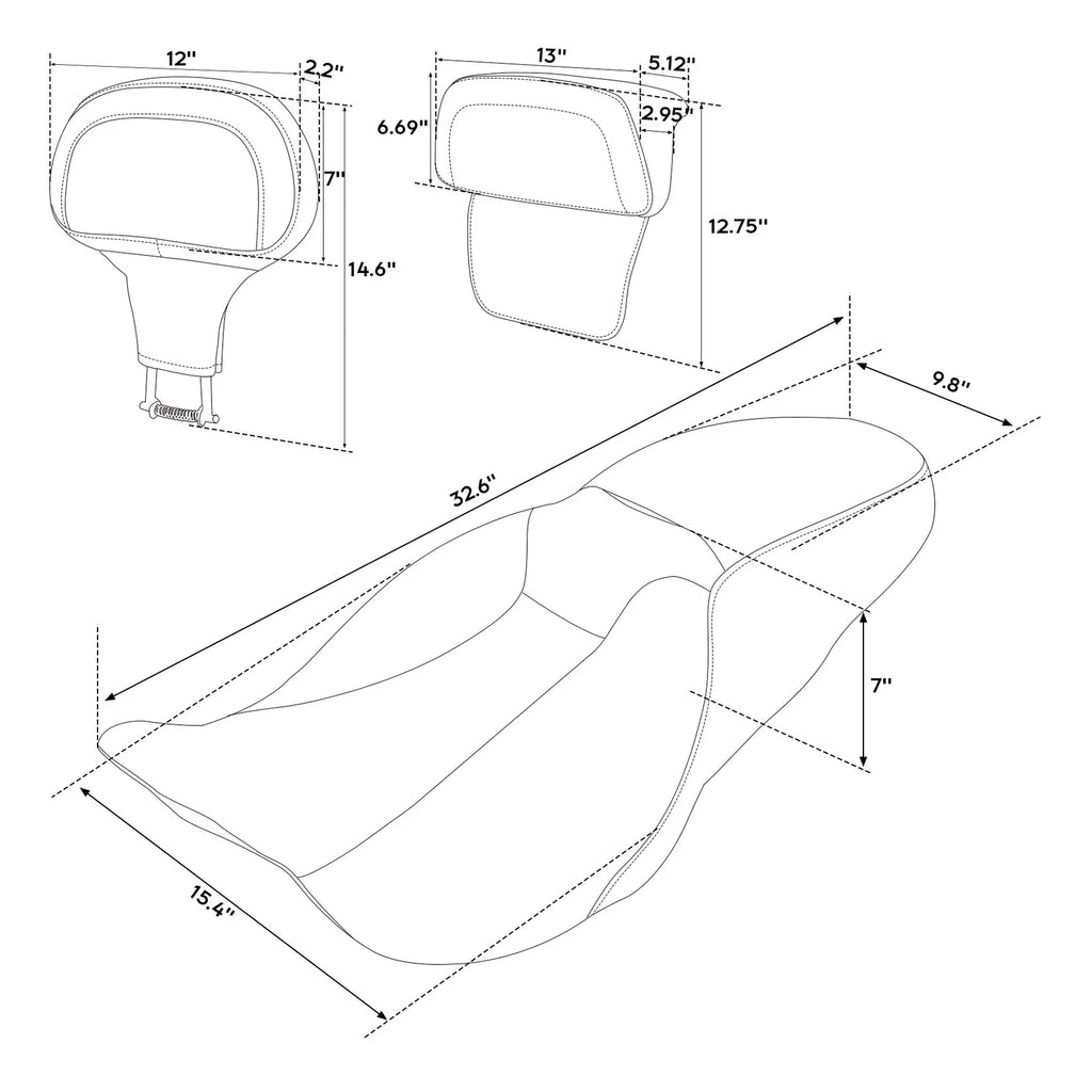 Driver Passenger Seat & Backrest Pad for Harley Electra Street Road Glide (2014–2023)