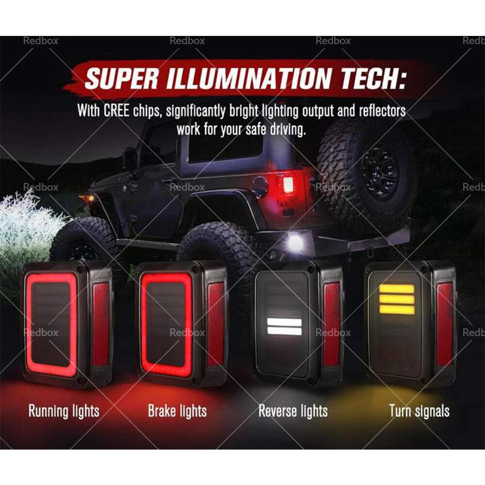 Smoked Black LED Tail Lights for Jeep Wrangler JK (2007–2017)