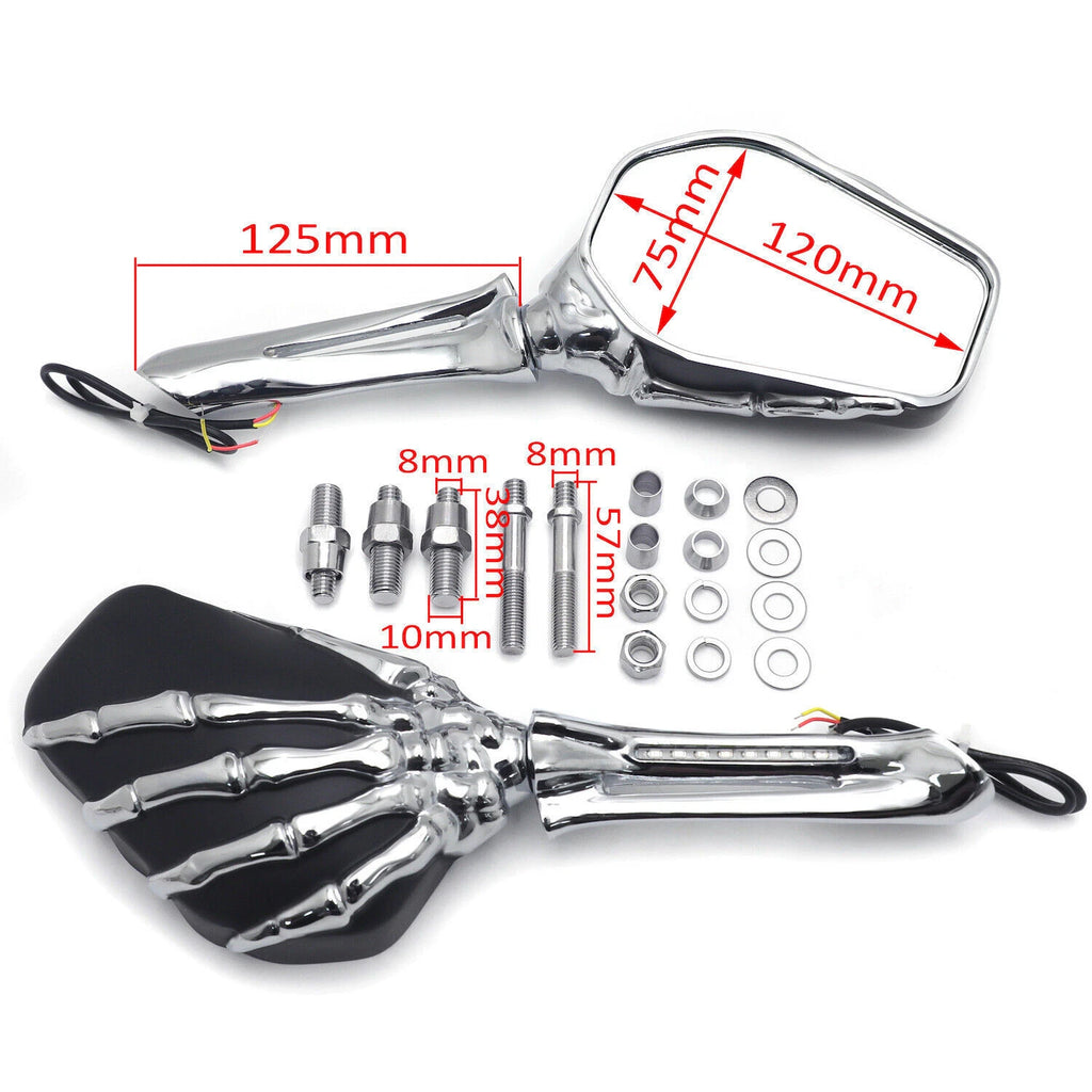 HTTMT LED Skull Rearview Mirrors for Harley Street Glide (2014–2023)