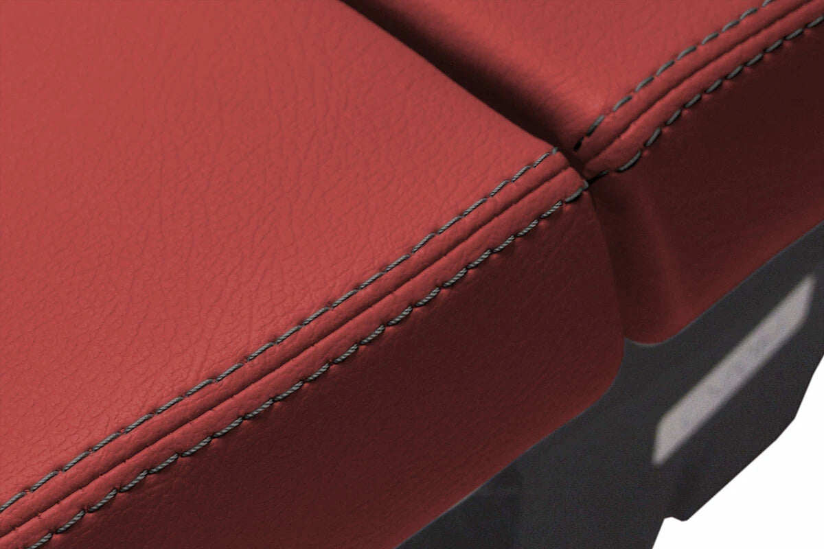 Leather Console Lid Armrest Cover for BMW E63 E64 650 (2003–2010) Red Black Stitch