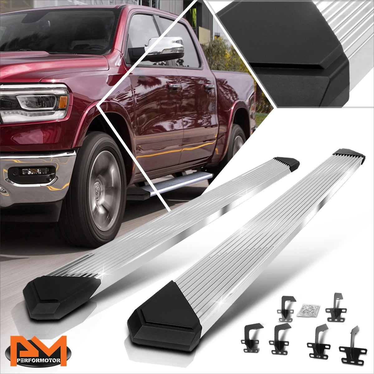 2X 6" Ridged Step Nerf Bar Running Boards for Dodge Ram 1500 Crew Cab (2019–2024)