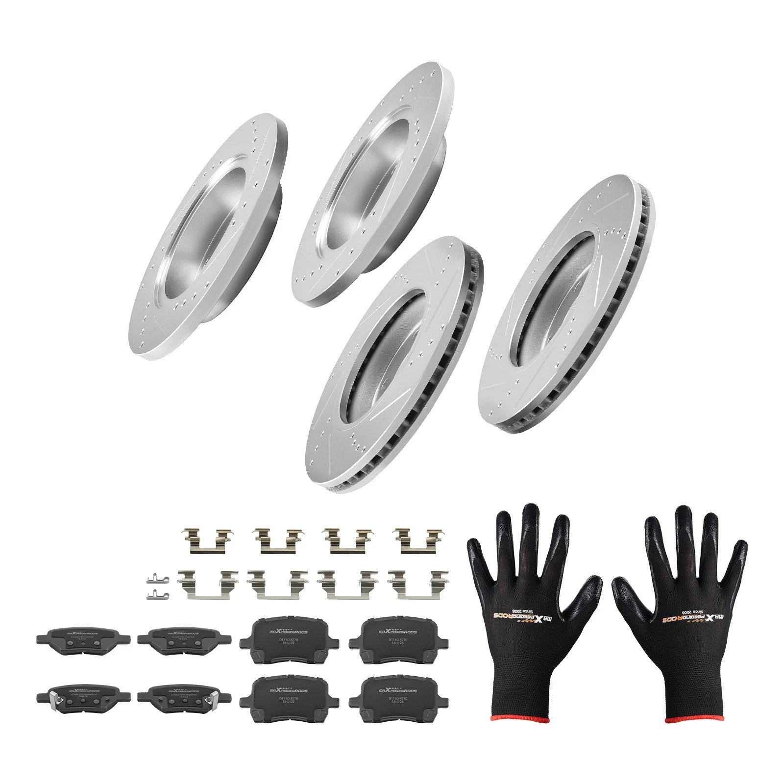 Front & Rear Brake Disc Rotors + Brake Pads for Pontiac G5/G6 (2008–2010)