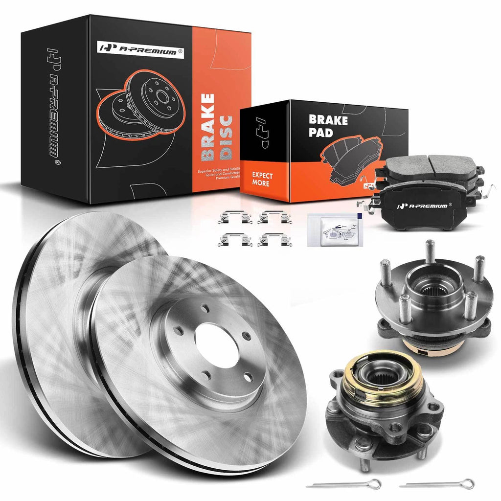 Front Disc Brake Rotors & Pads with Wheel Hub for Nissan Murano (2005–2007)