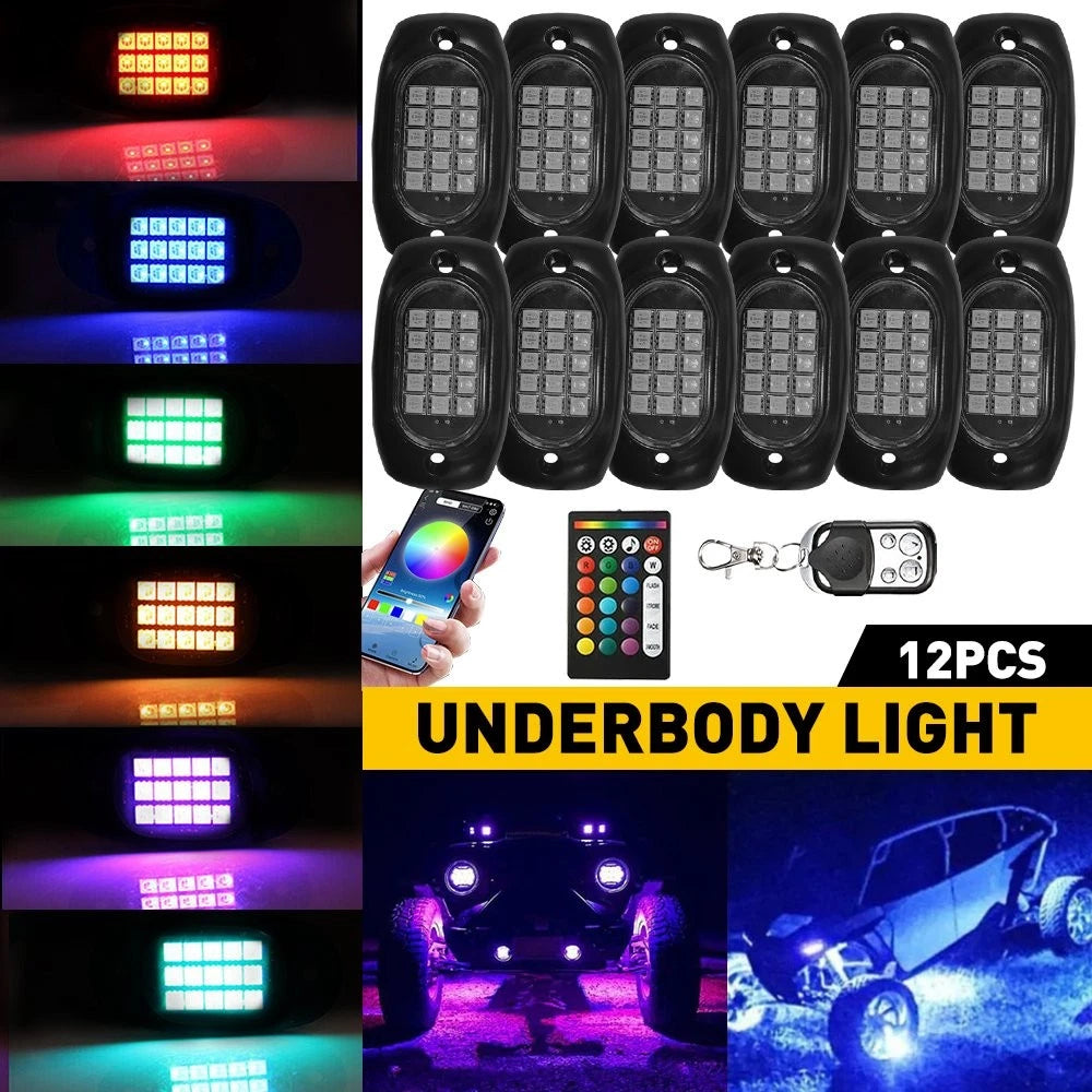 12X RGB Wireless LED Rock Lights Kit for Polaris RZR XP 1000 900 (2014–2023)