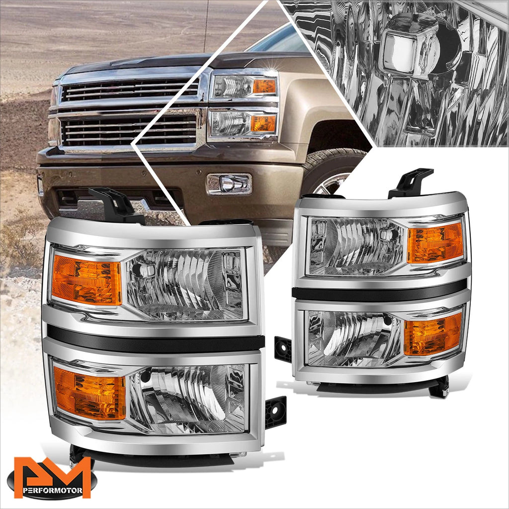 Headlight Lamp Replacement for Chevy Silverado (2014–2015) Chrome Housing