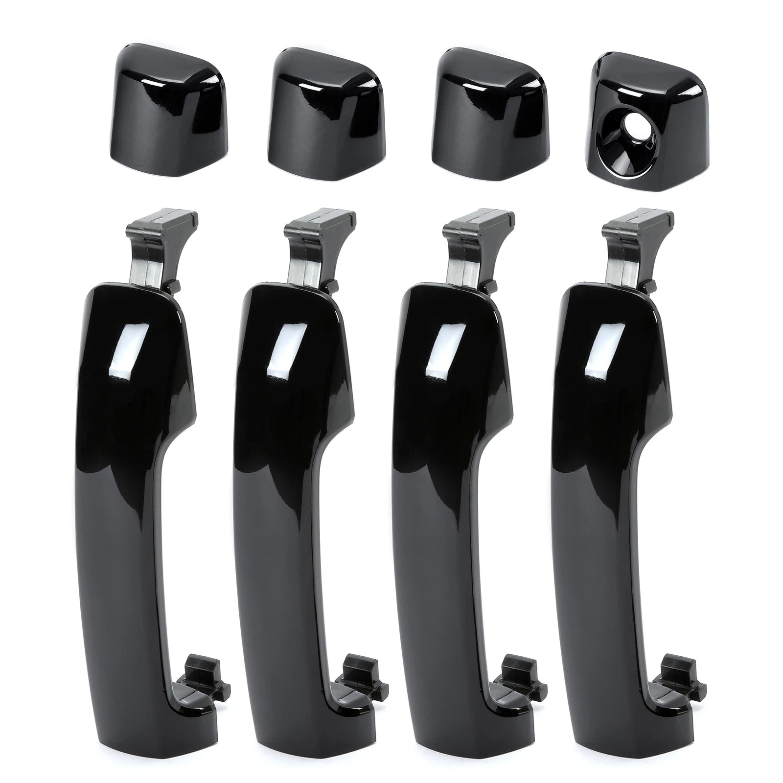 Set of 4 Glossy Black Painted Door Handles for Toyota Tundra Sequoia (2011–2019)