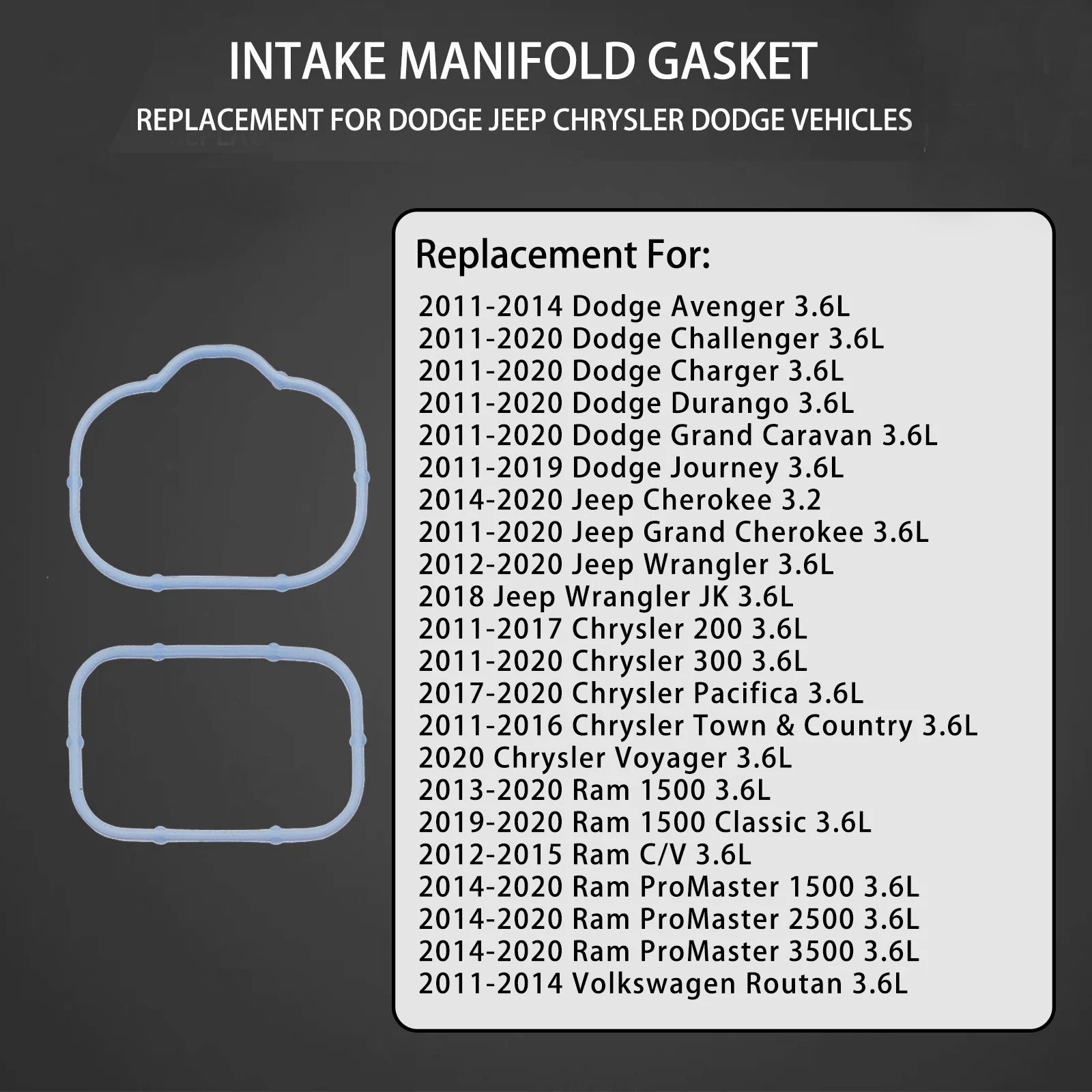 12X Intake Manifold Gaskets for Chrysler Jeep Dodge Ram 3.6L (2011–2021)