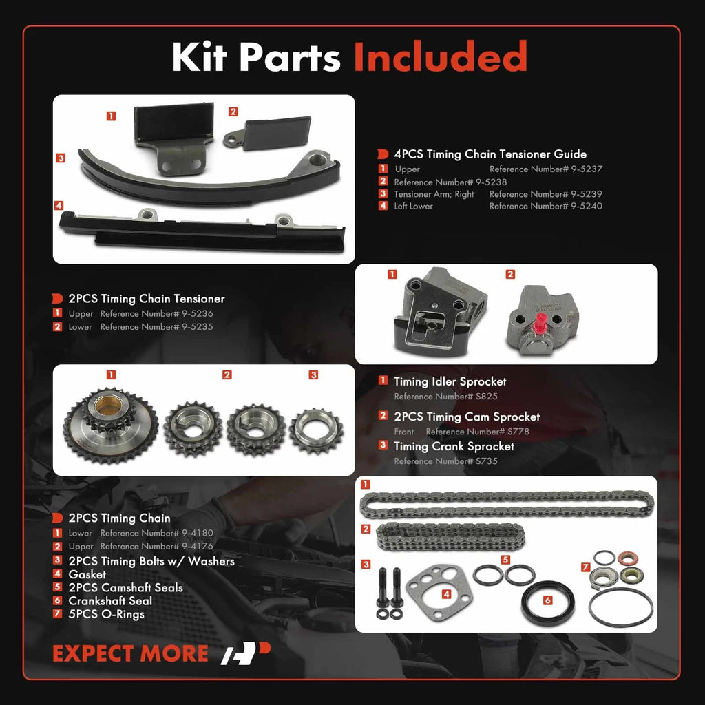 2X Timing Chain Kit for Nissan Altima (1993–1997) 2.4L