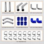 2.5" Universal Aluminum Intercooler Turbo Piping Kit with Silicone Hose & Clamps