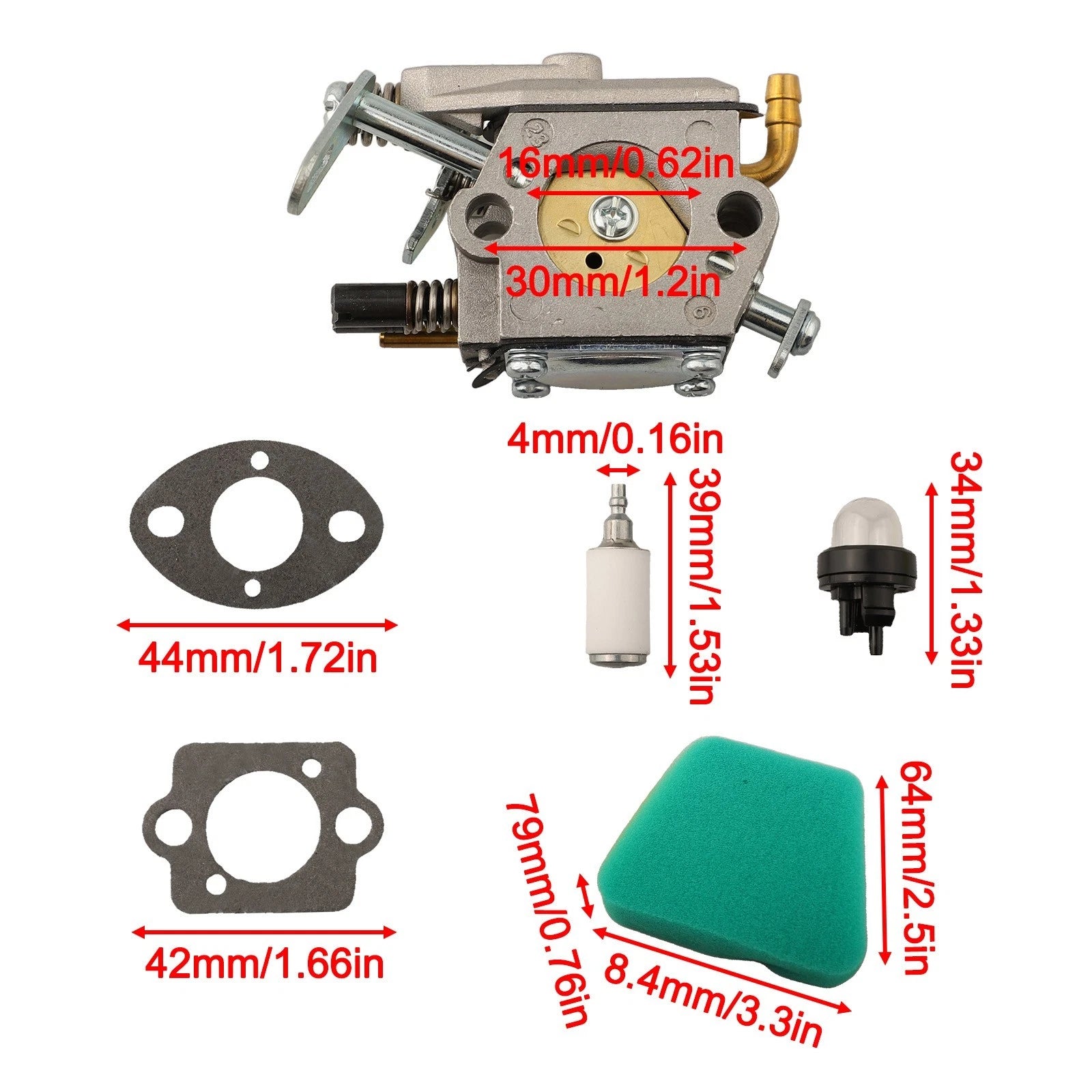 Carburetor with Air Filter for McCulloch Chainsaw Models (Various)