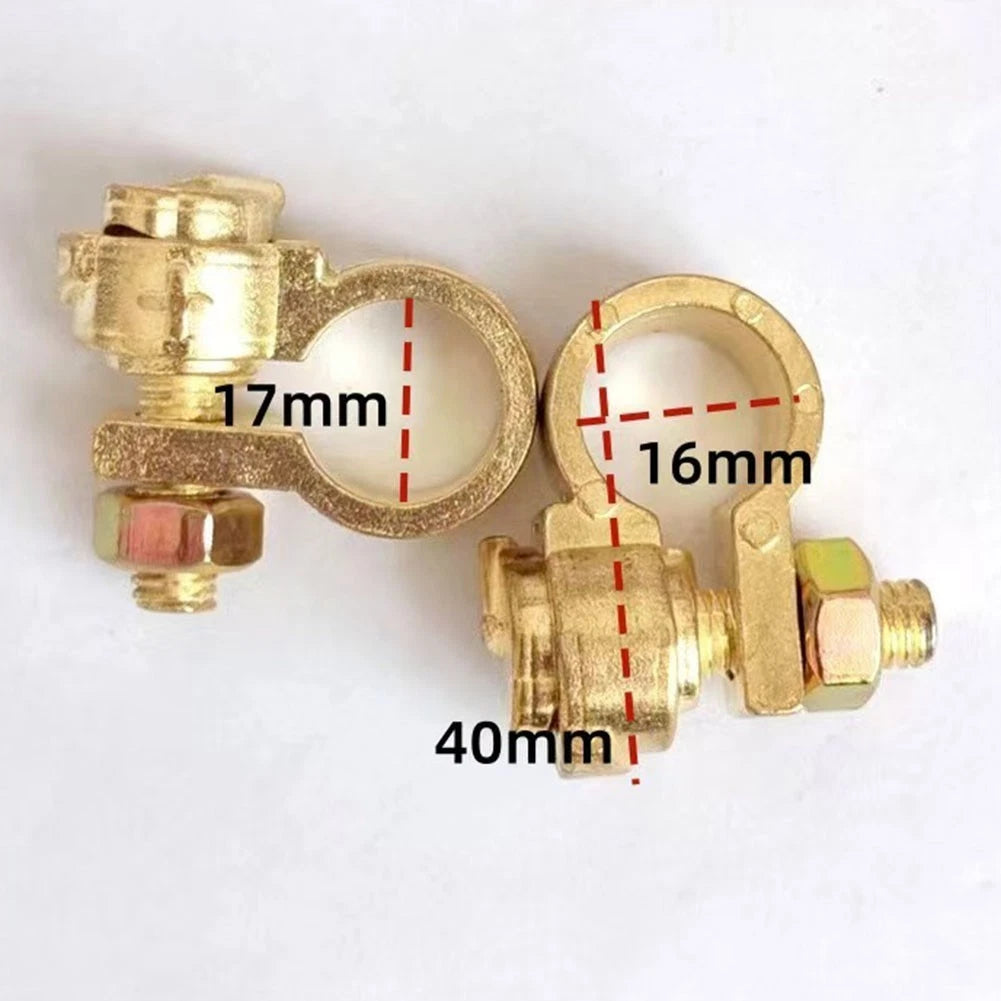 Battery Terminal Connector Pair Brass Clips for Car Boat Truck (Top Post)