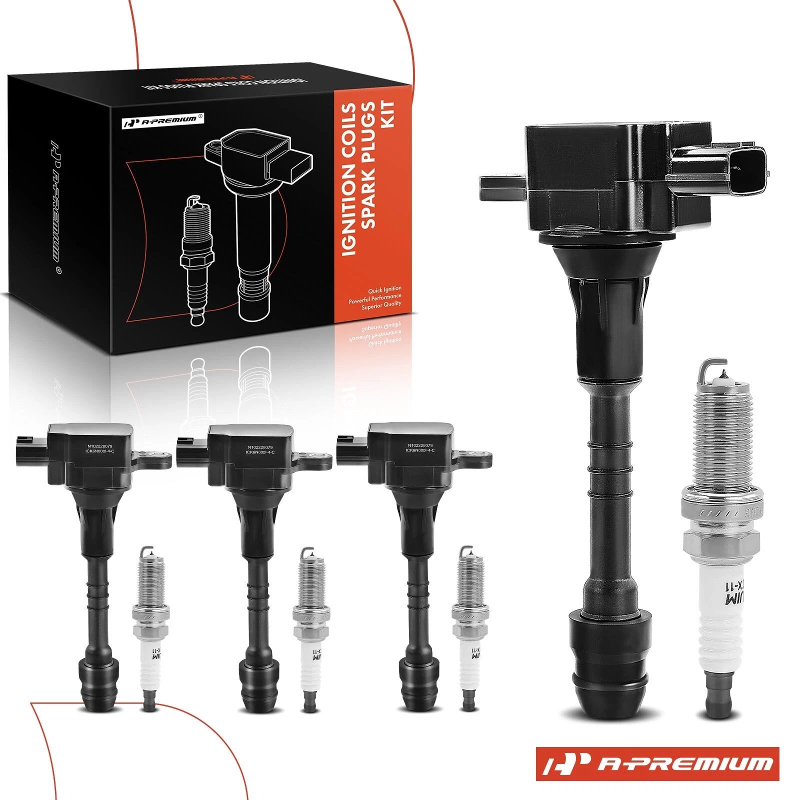 Set of 4 Ignition Coils & Iridium Spark Plugs for Nissan Sentra (2002–2006)