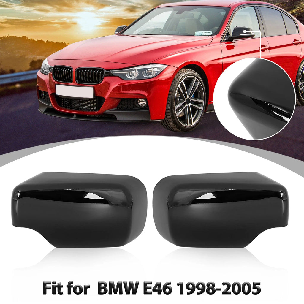 Gloss Black Rear View Mirror Cover for BMW E46 318i 320i (1998–2005)