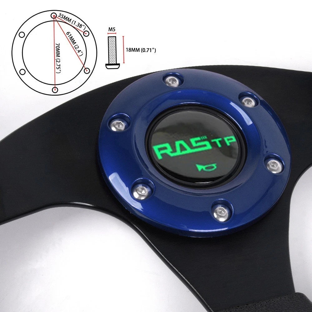 Universal Blue U Shape Flat Dish Steering Wheel with Horn Button