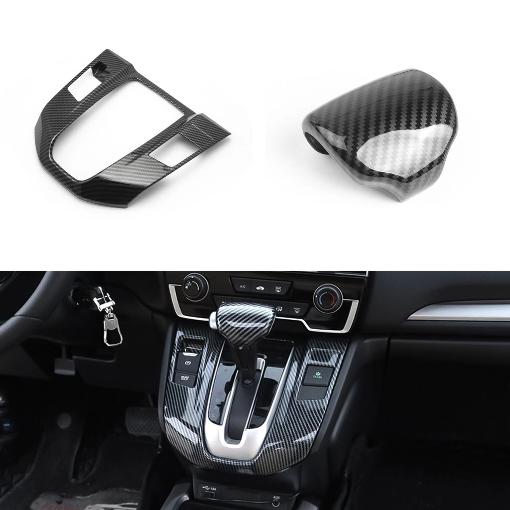 Carbon Fiber Grain Gear Shift Knob Media Panel Cover for Honda CR-V (2017–2022)