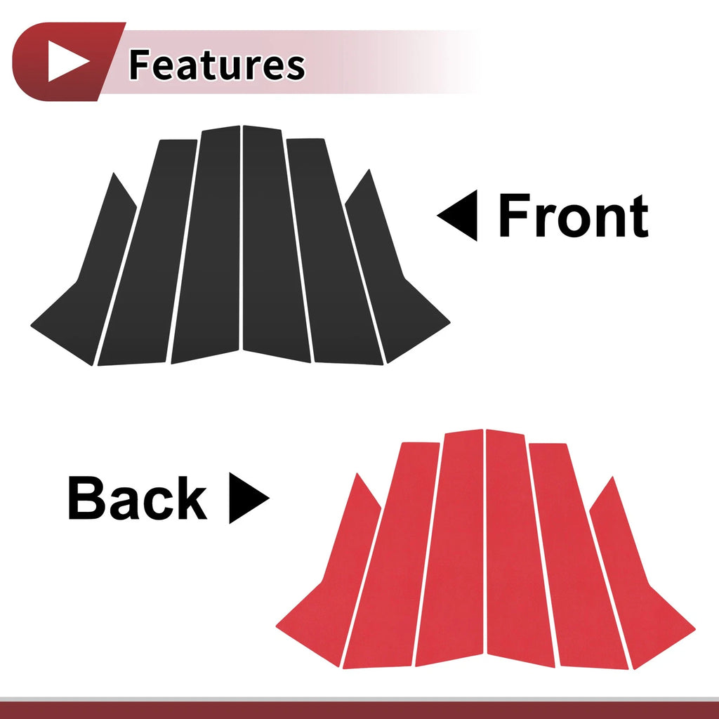 Set of 6 Door Pillar Window Trim for Audi A3 Sedan (2021–2025) Black