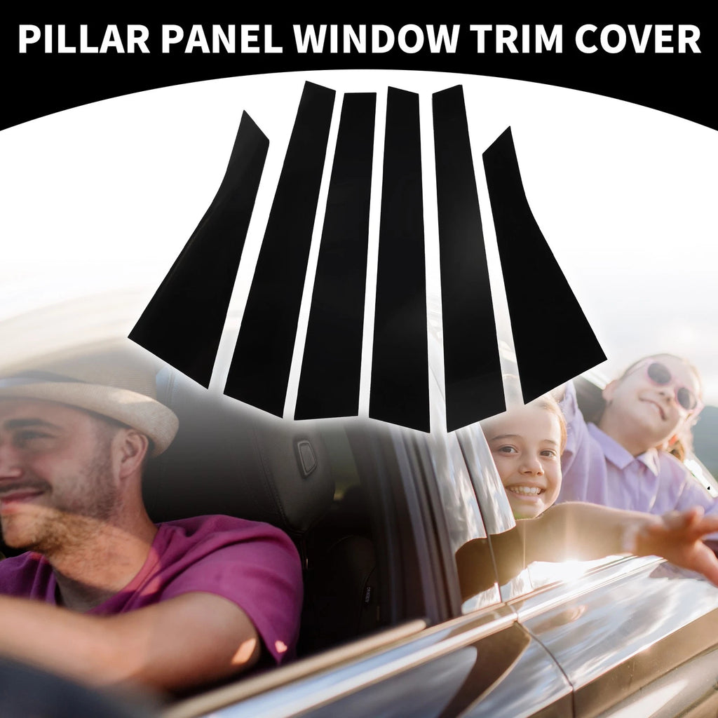 Set of 6 Car Pillar Window Trim Covers for Chevrolet Impala (2006–2013) Black