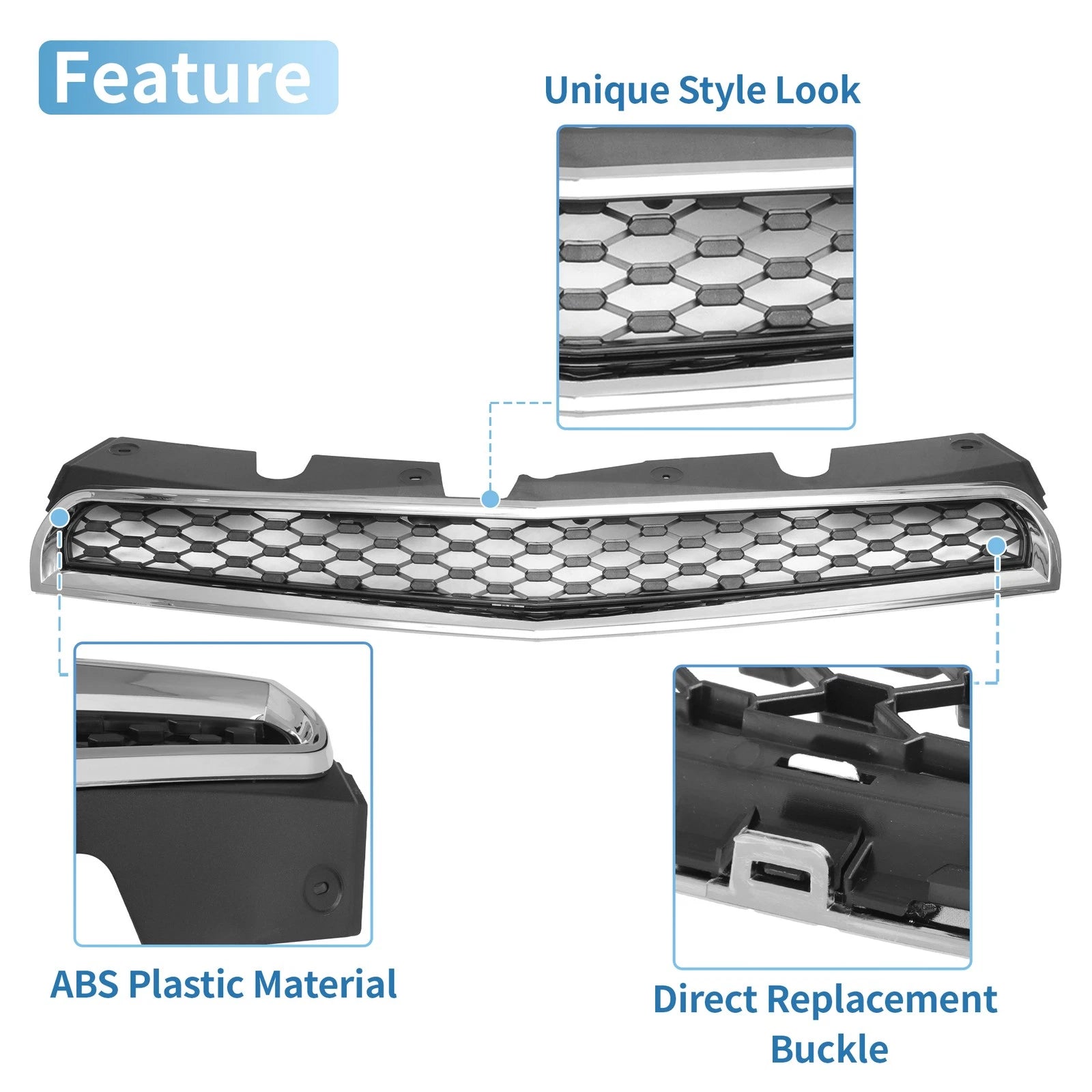 Front Upper Bumper Grille for Chevrolet Equinox (2010–2015) Chrome