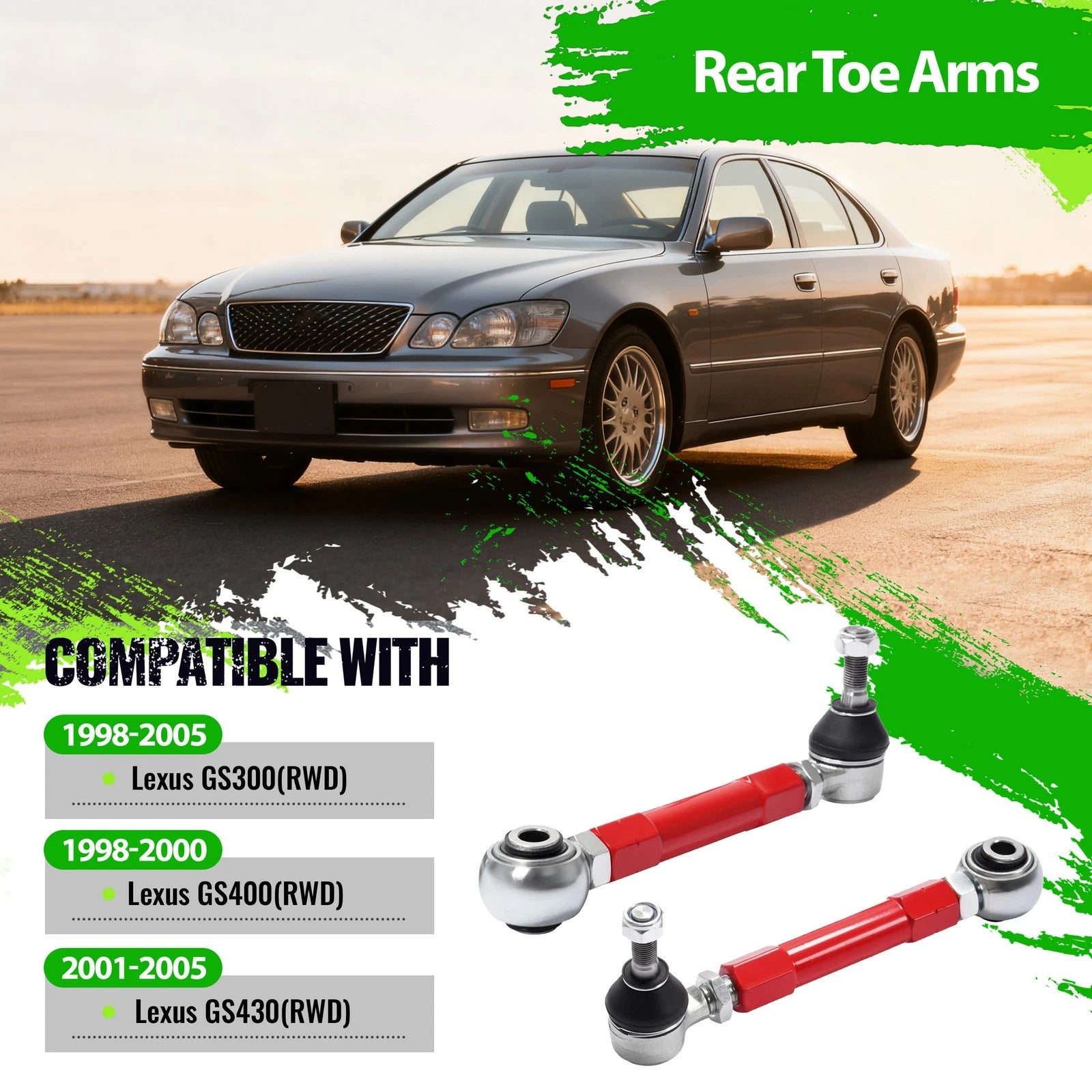2X Adjustable Rear Toe Control Arms Kit for Lexus GS300 GS400 GS430 (1998–2005)