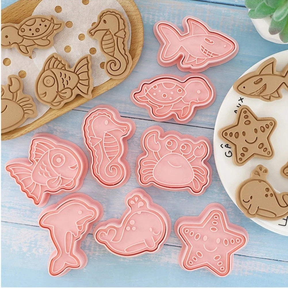 8 Piece Marine Animal Cookie Cutters for Home Kitchen