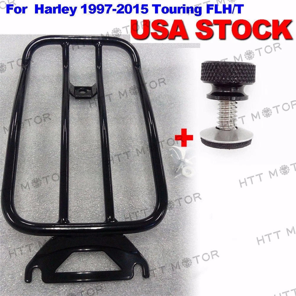 Solo Seat Luggage Rack + CNC Bolt for Harley Touring FLH/FLT (1997–2015)