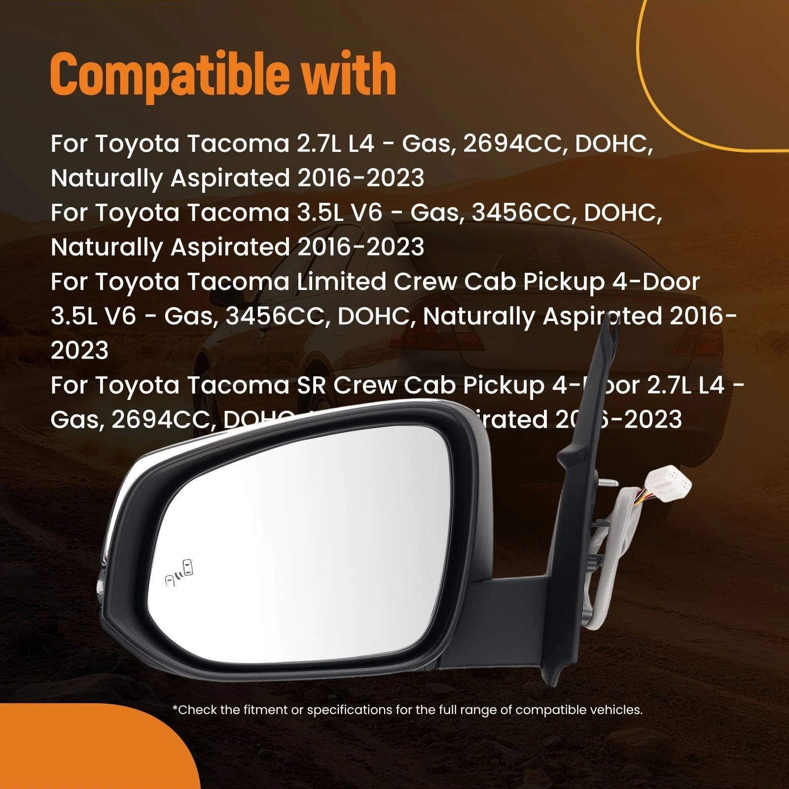 Heated Rear View Mirror for Toyota Tacoma (2016–2023) Chrome 8794004250