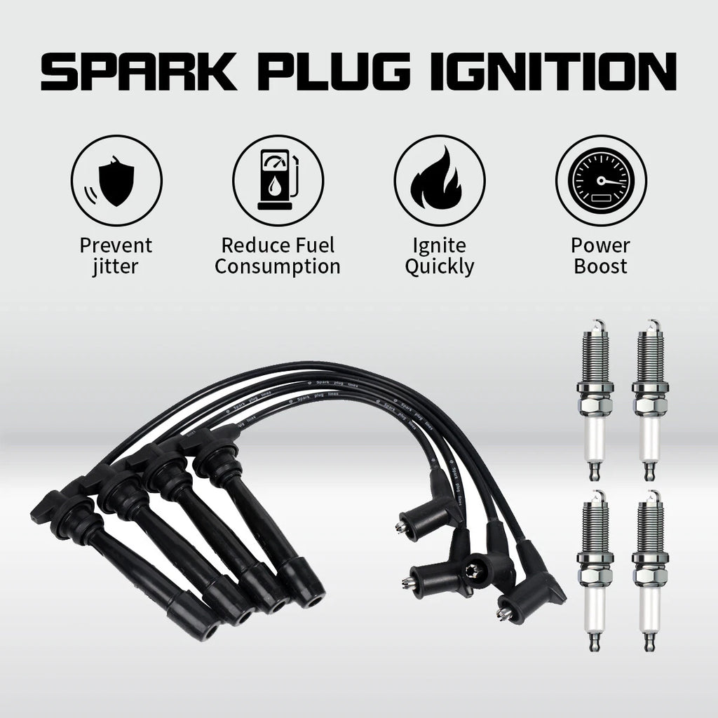 4X Spark Plugs + 4X Wires for Hyundai Accent 1.6L L4 (2001–2005) 78052127 2742026700