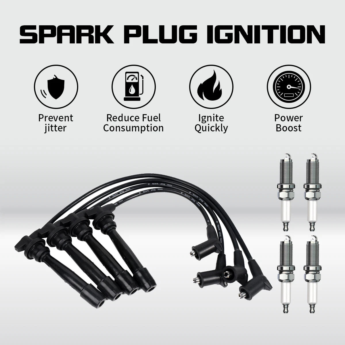 4X Spark Plugs + 4X Wires for Hyundai Accent 1.6L L4 (2001–2005) 78052127 2742026700