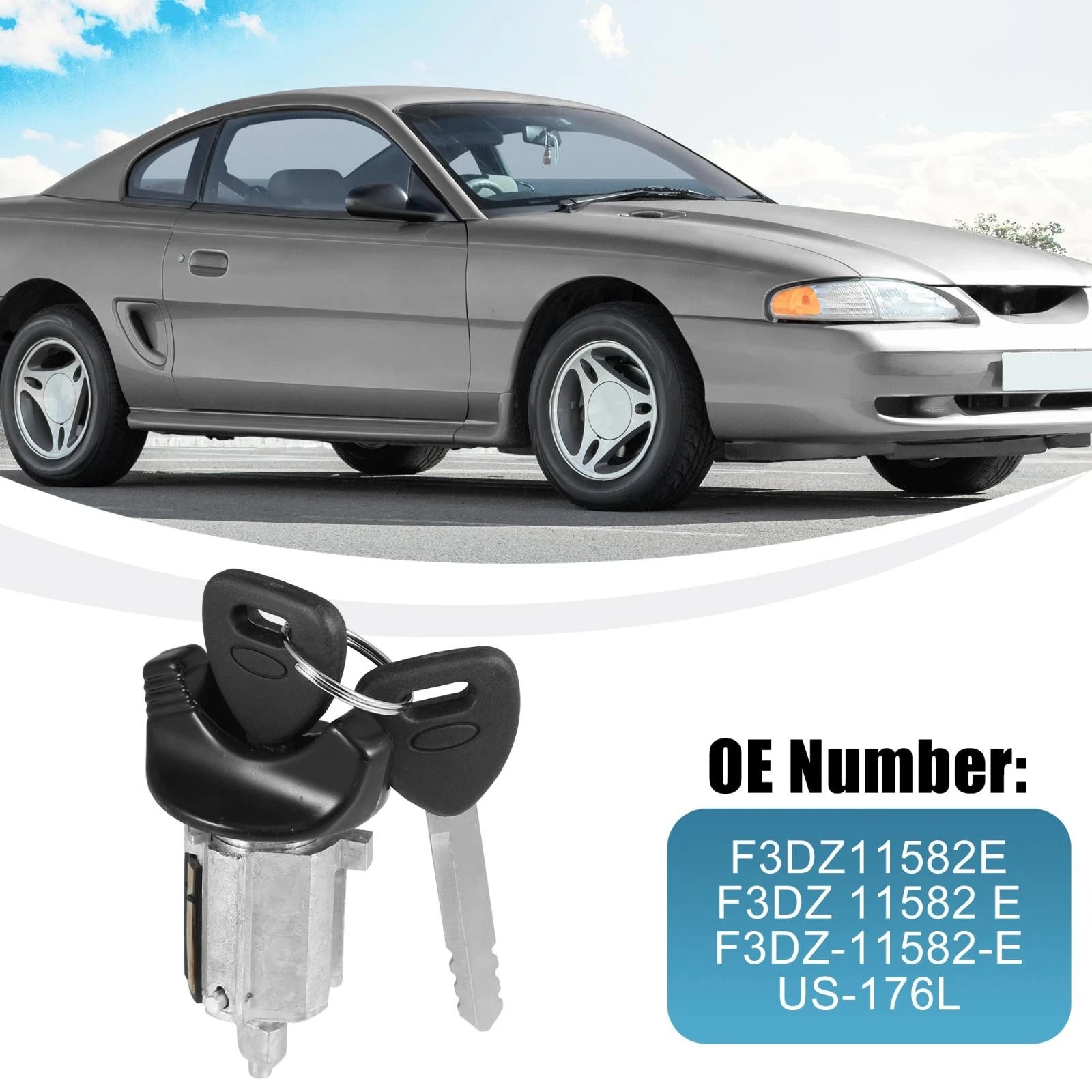 Ignition Switch Lock Cylinder w/ Key for Ford (F3DZ11582E)