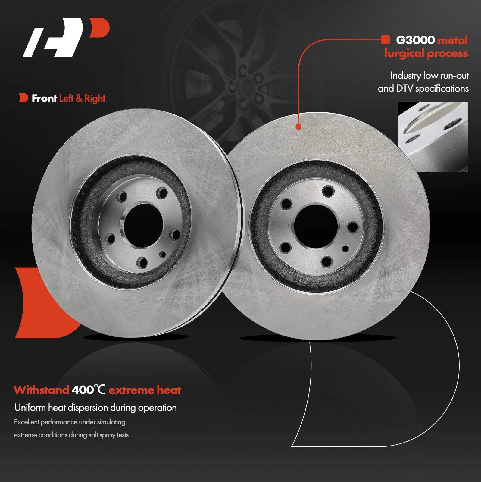 Front Disc Brake Rotors for Ford Fusion (2013–2020) Lincoln MKZ (2013–2016)