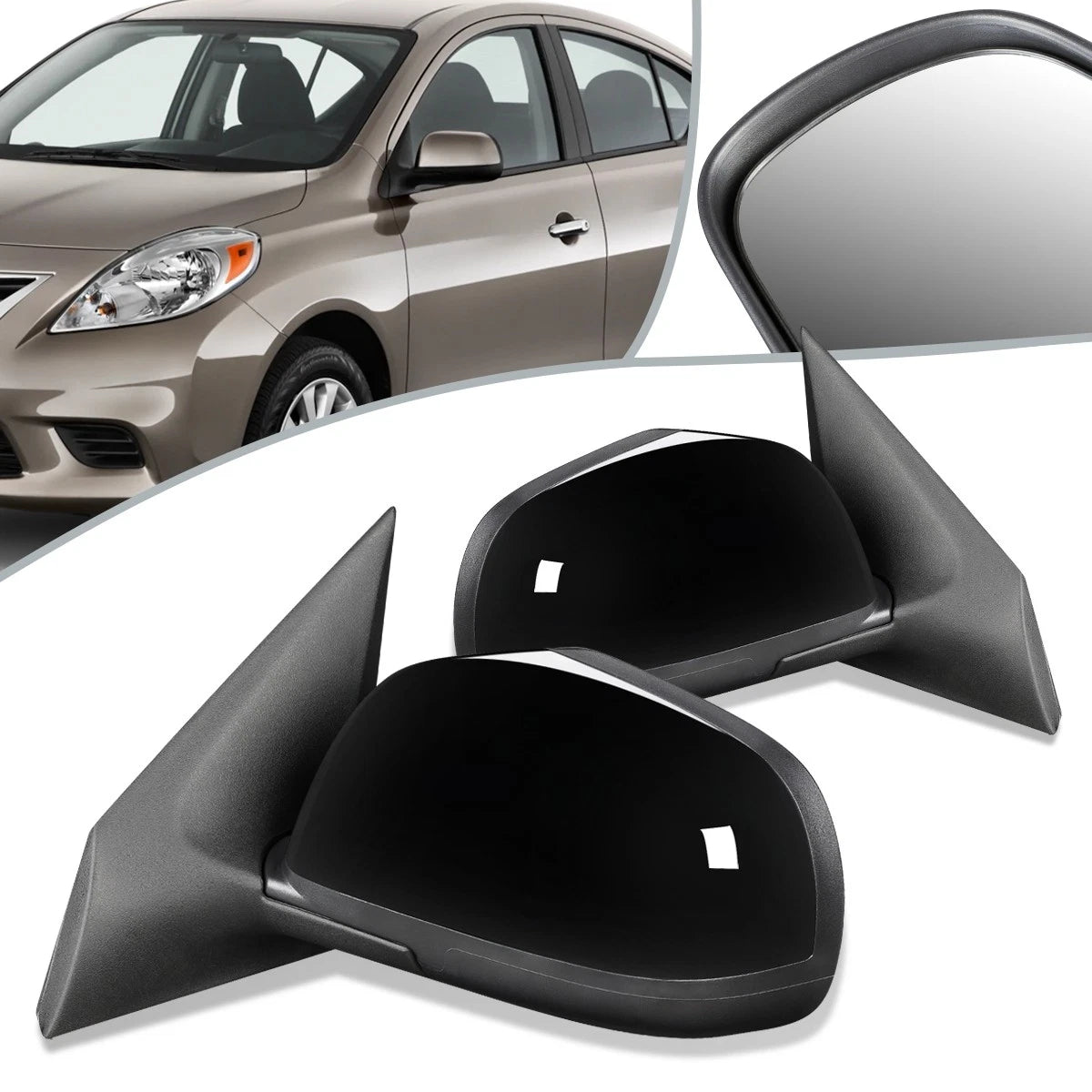 Pair Powered Side View Door Mirrors for Nissan Versa (2012–2014) NI1320227 NI1321227