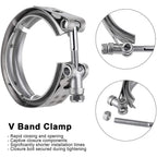 2X 3.5'' Stainless Steel V-Band Clamp Kit for Turbo Exhaust