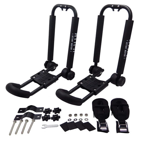 1 Pair Foldable Kayak Carrier J-Bar Roof Rack for Canoe (Fits Most Models)