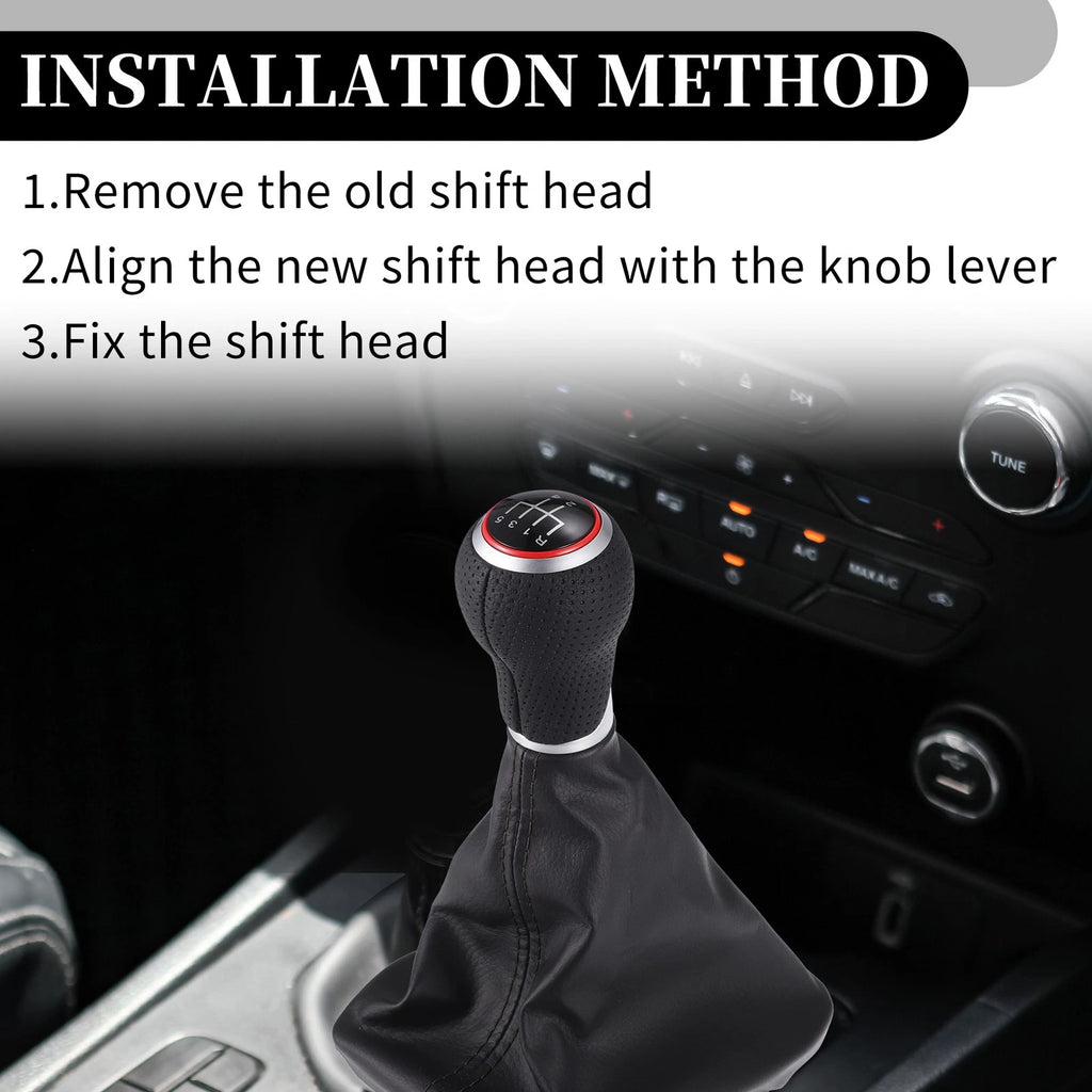 5 Speed Manual Gear Shift Knob with Cover for Audi A4 (2007–2015) Black Leather