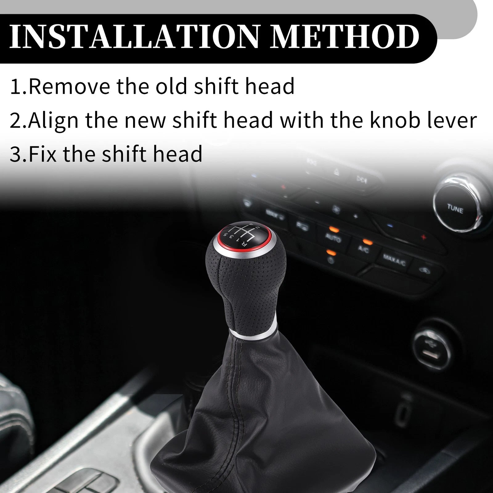 5 Speed Manual Gear Shift Knob with Cover for Audi A4 (2007–2015) Black Leather
