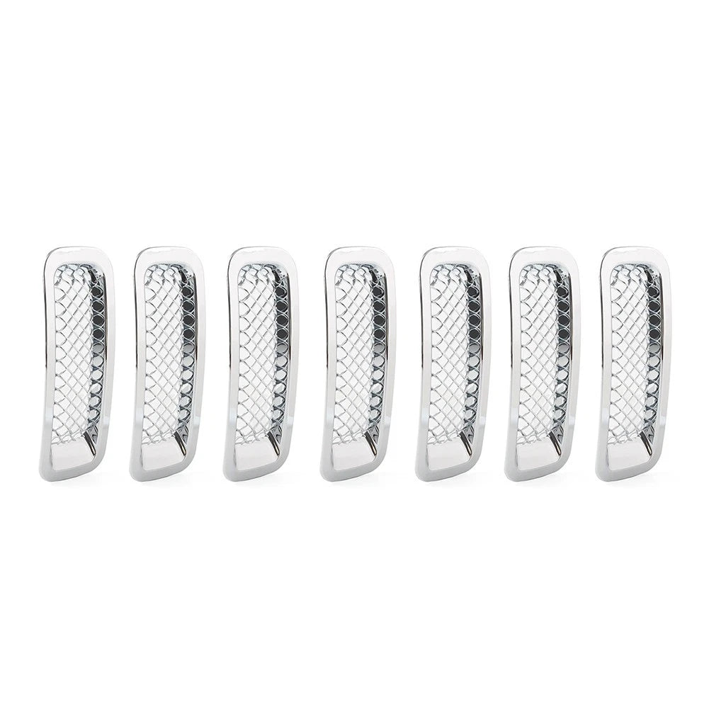 Set of 7 Front Mesh Grille Grill Covers for Jeep Patriot (2011–2017) Chrome ABS