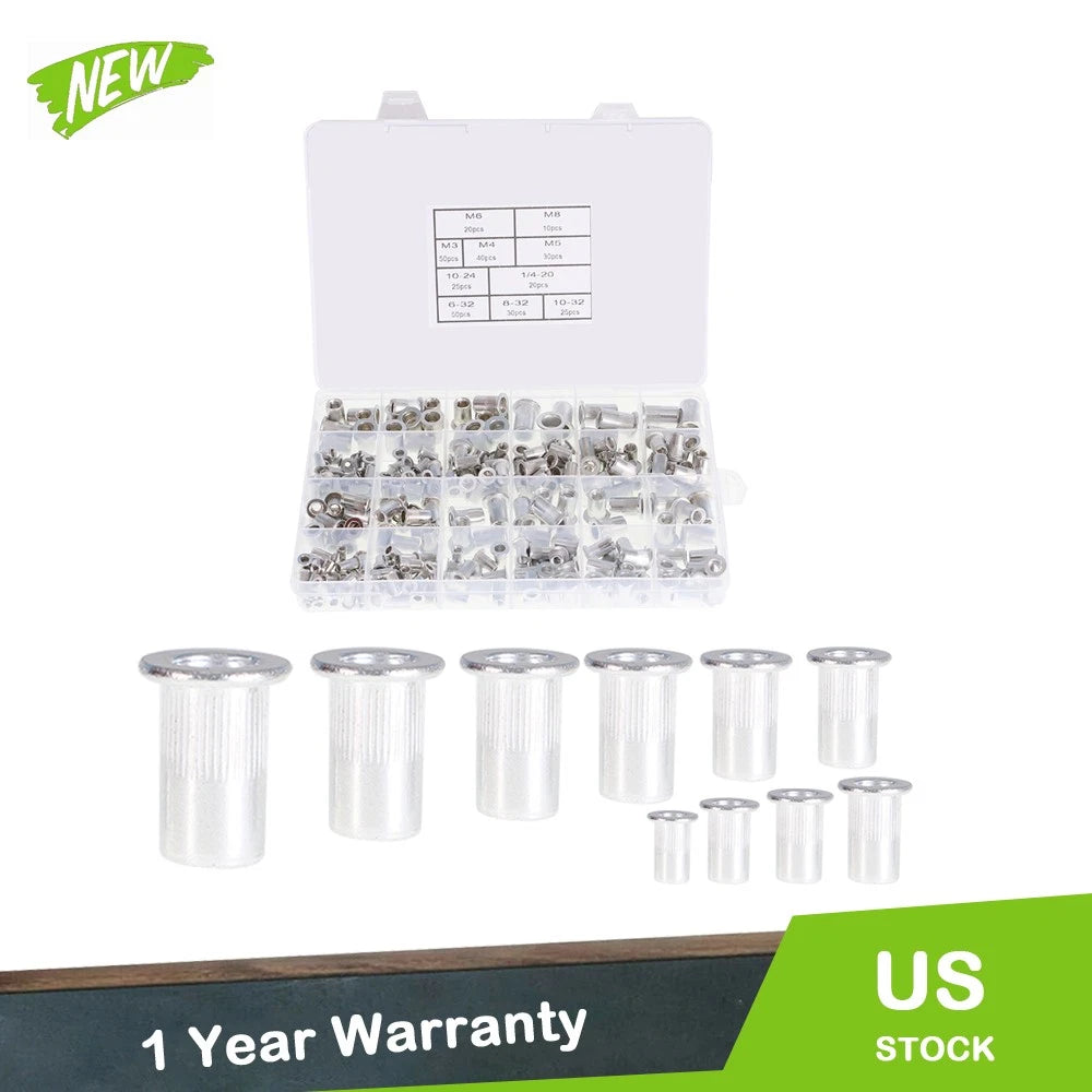 Set of 300 Zinc Steel Rivet Nuts for Various Applications