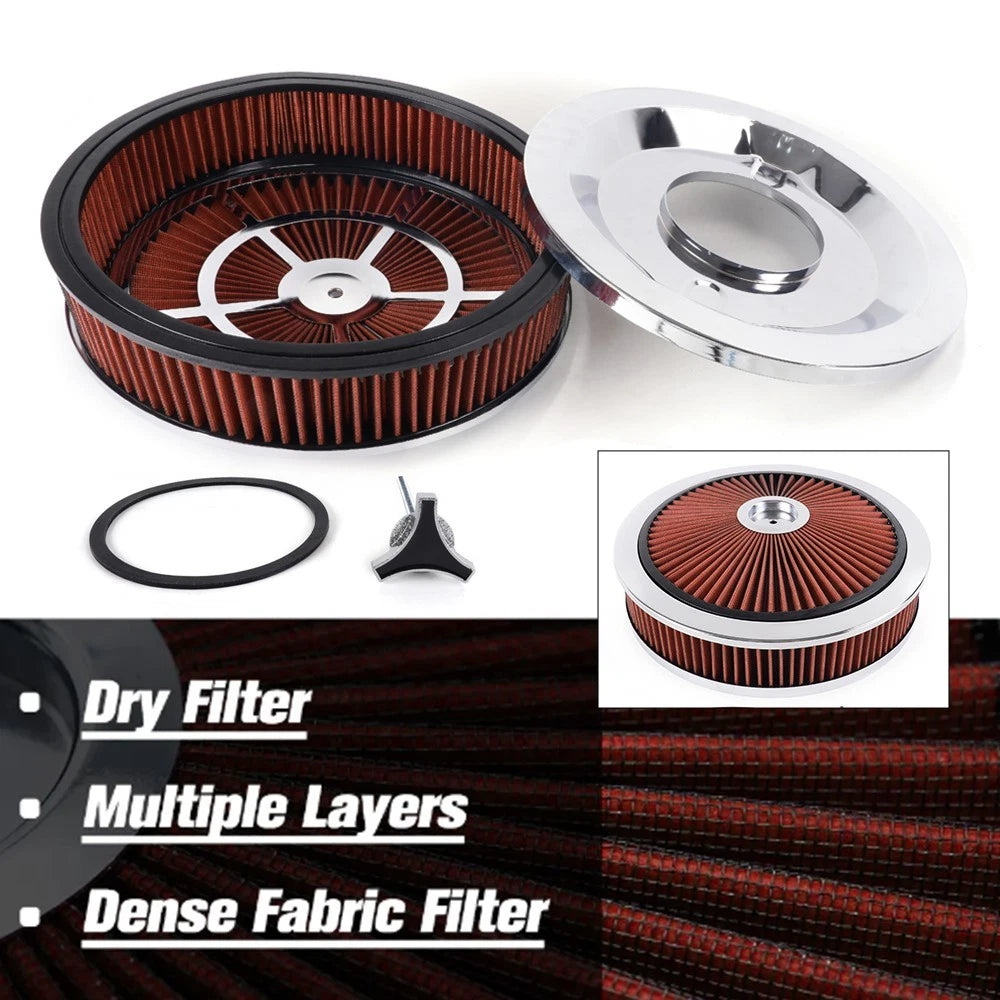 High Flow Washable Air Cleaner Kit for SBC BBC (14" x 3")
