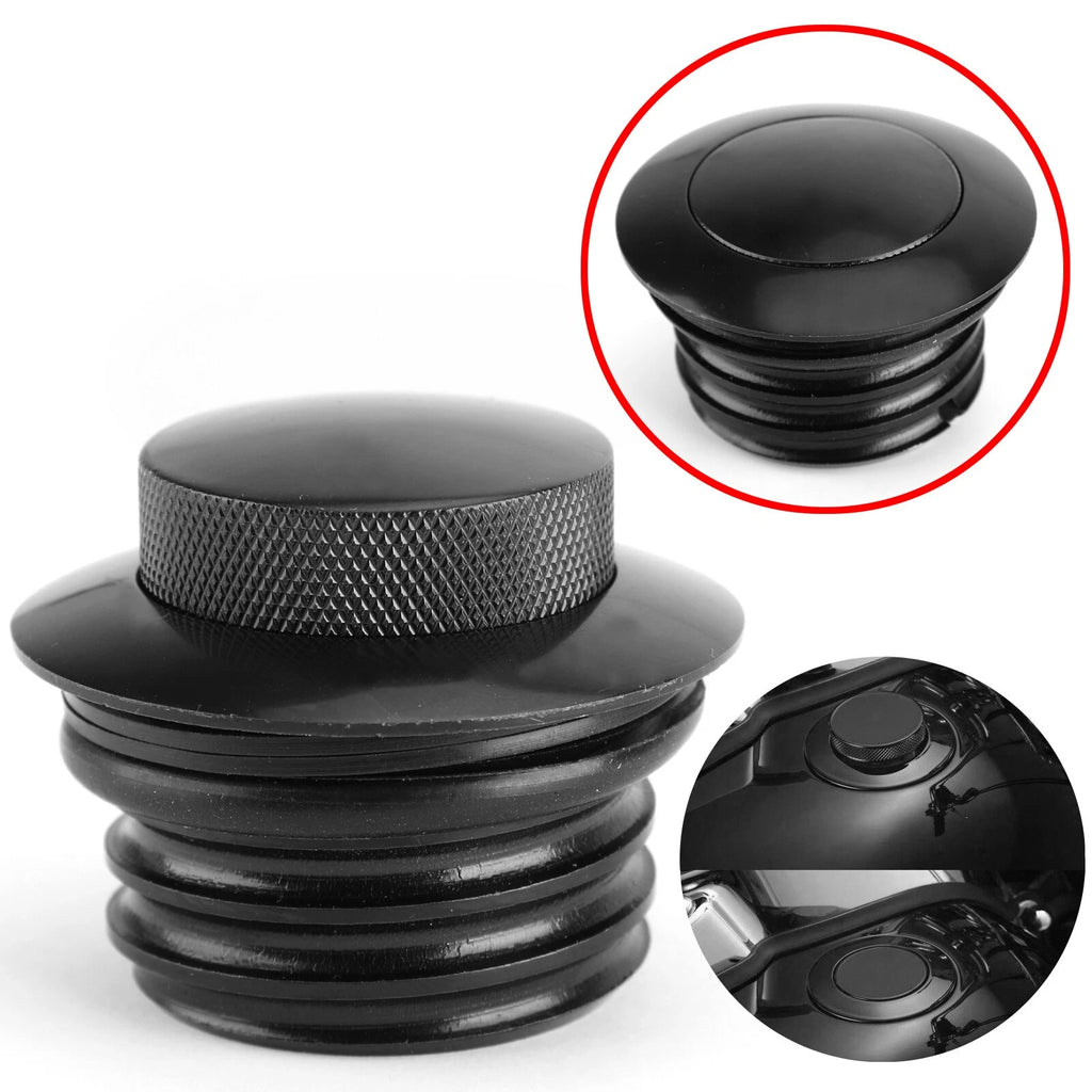 Set of 2 Black Pop-Up Fuel Gas Cap Covers for Sportster XL (1982–2010)