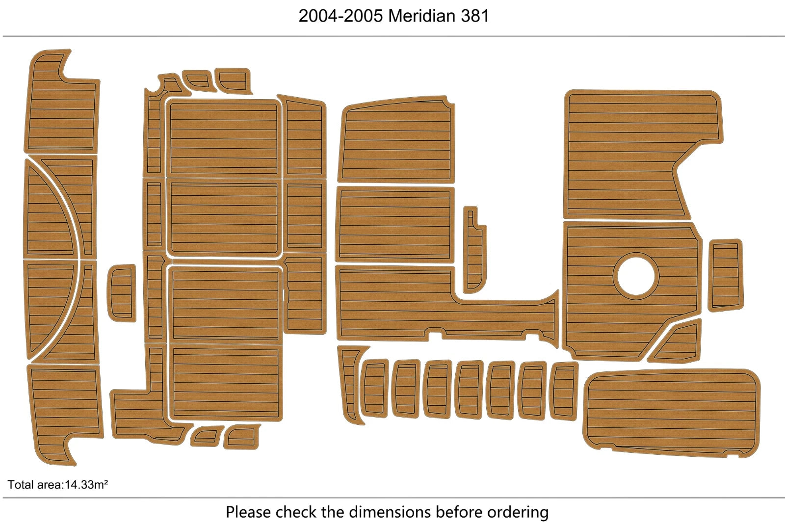 EVA Foam Teak Deck Floor Mat for Meridian 381 (2004)