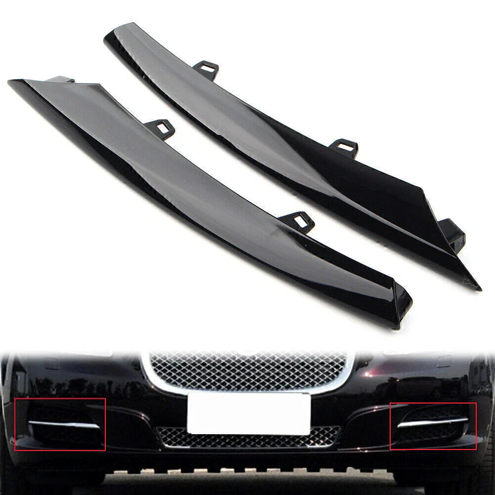 Gloss Black Front Side Grille Bumper Molding Trim for Jaguar XJ (2010-2015)