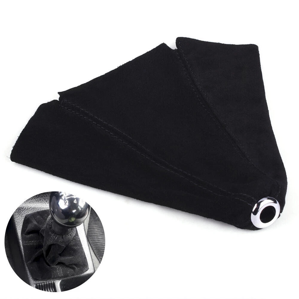 Leather Shift Knob Boot Cover for - Black, Blue Stitches