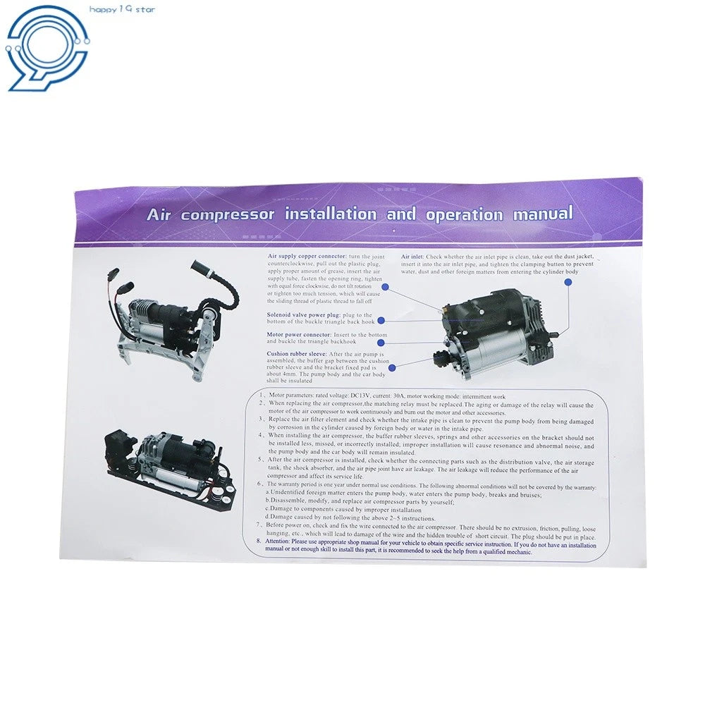 Air Suspension Compressor Pump for BMW 5 Series F07 F11, 7 Series F01 F02 (2009–2017)