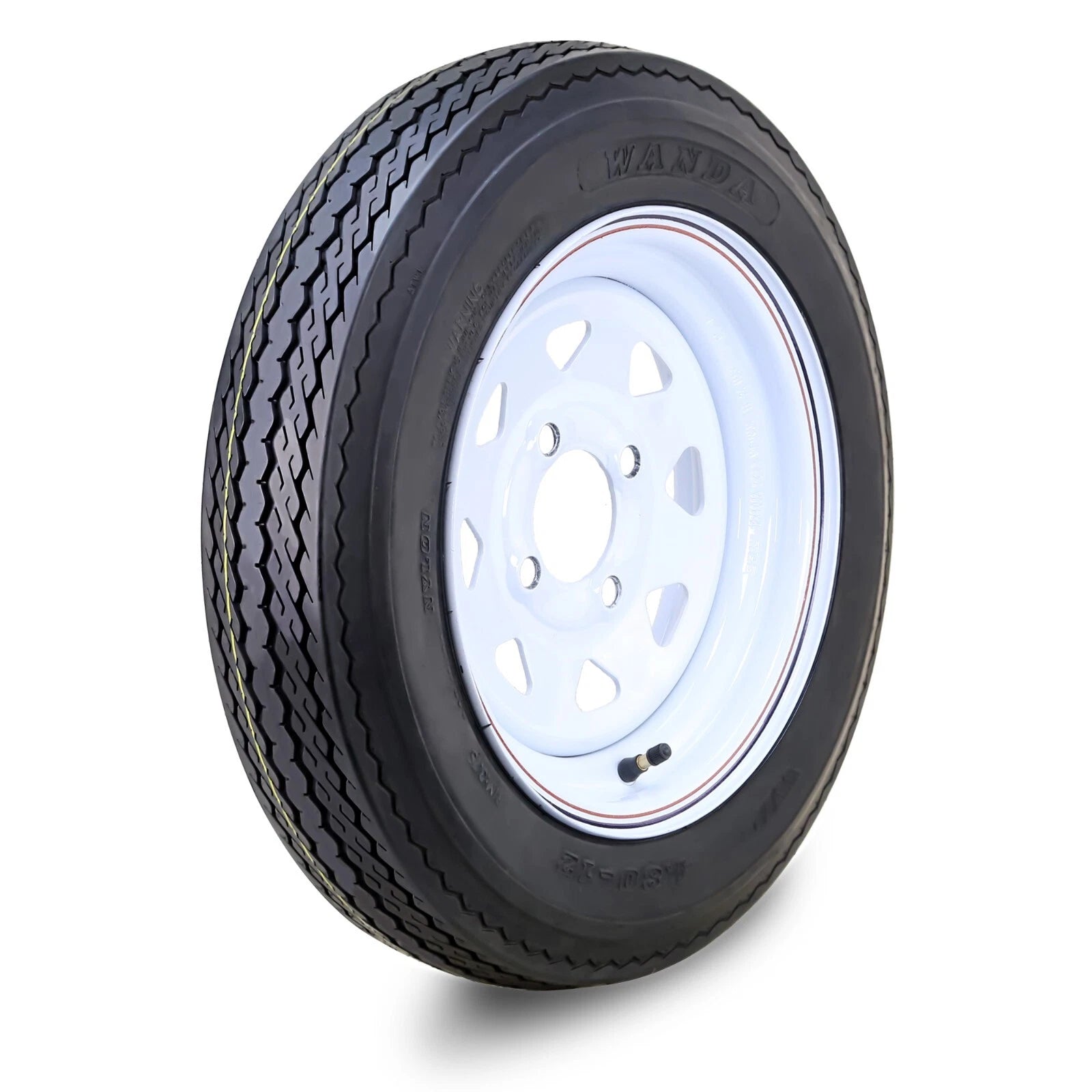WANDA Trailer Tire Wheel Assembly 5.30-12 6-Ply C 82L 4 Lug for Trailer