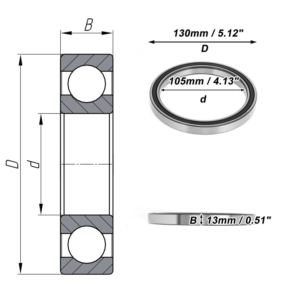 Deep Groove Ball Bearing 105x130x13mm for Scooter Skateboard (P0)