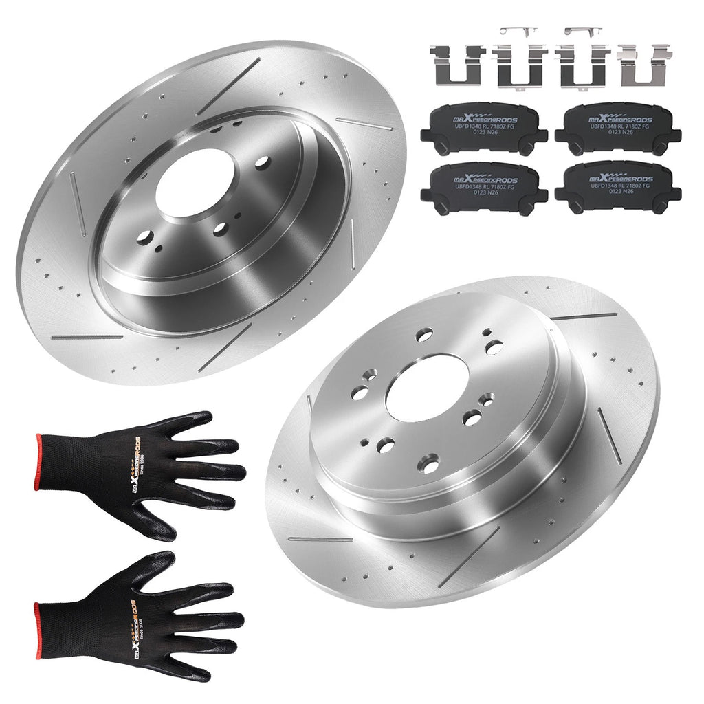 Rear Brake Rotors and Pads Kit for Honda Odyssey (2011–2017), Pilot (2009–2014) 3146