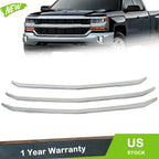 3PCS Grille Overlay Grill Cover Chrome for Chevy Silverado 1500 LT (2016–2018)