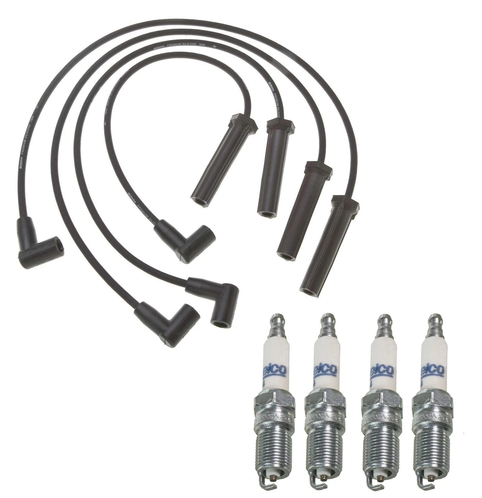 Set of 4 ACDelco Spark Plugs & Ignition Wire Set for Chevy 2.2 L4